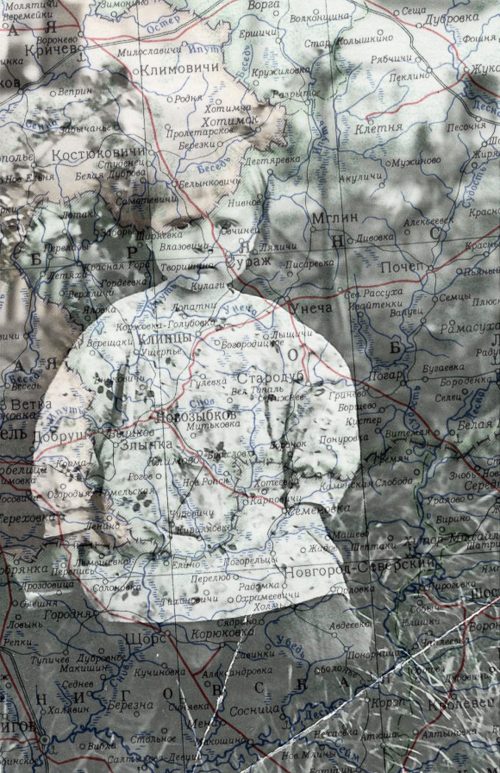 My mother and the map of the Bryansk region in 1954